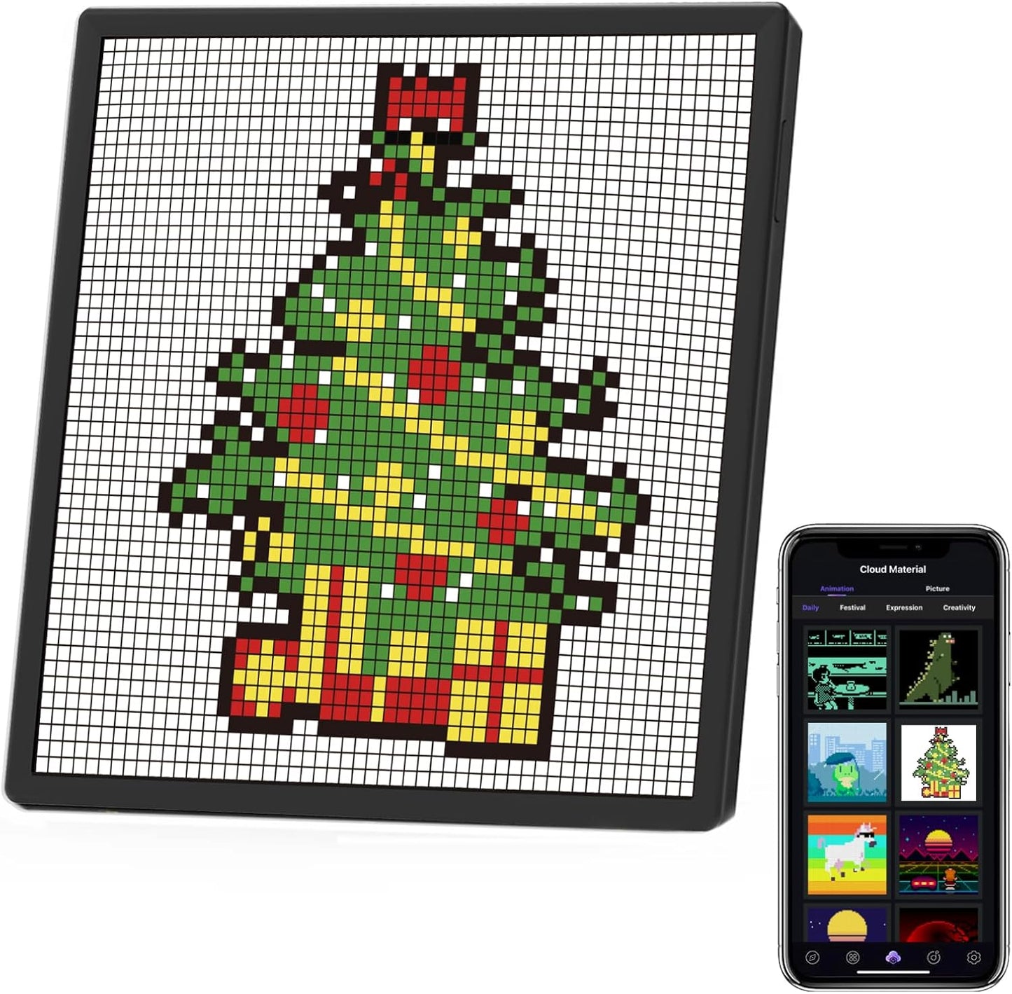 Miootly 64x64LEDS Pixel Art  Programmable Social Media Counter 10.23-Inch Display