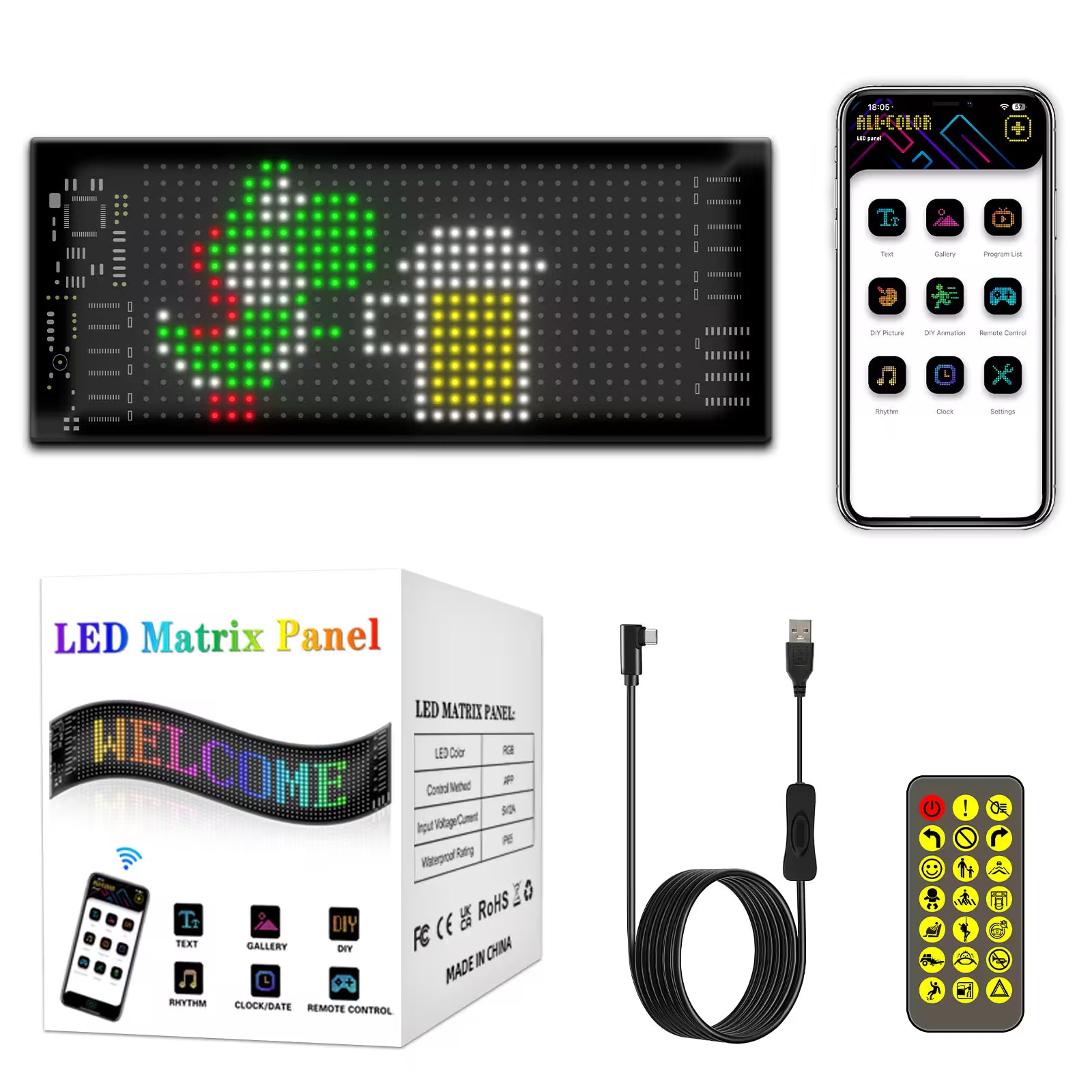 Miootly RGB Led Matrix Pixel Panel 16*32 LEDS Front view